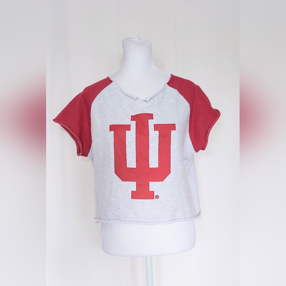 Indiana Hoosiers Cropped V Neck Short Sleeve Top Shirt Size Small ZooZatz